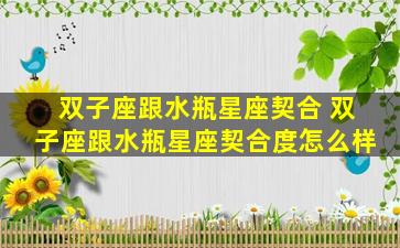 双子座跟水瓶星座契合 双子座跟水瓶星座契合度怎么样
